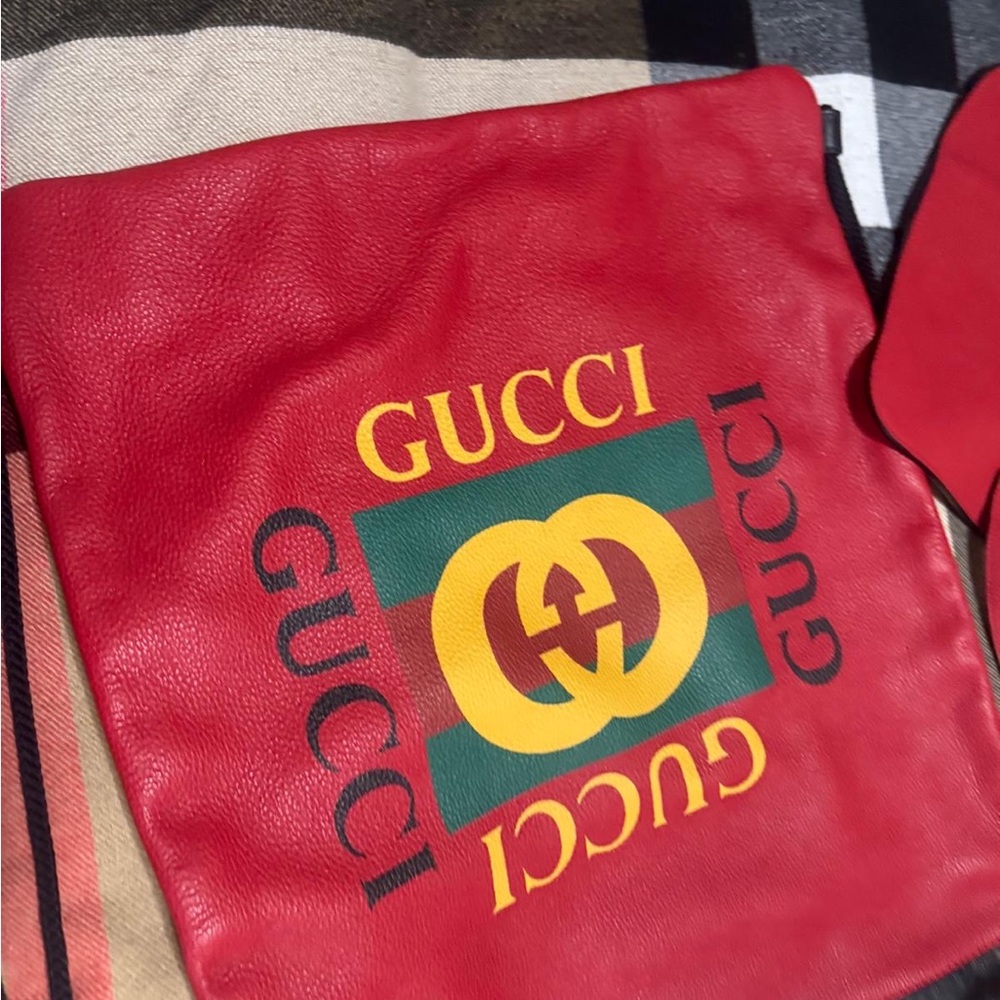 Gucci Red Leather Bag with Iconic Logo
